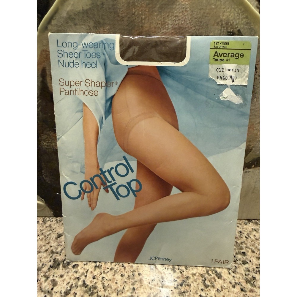Vintage JC Penney Super Shaper Control Top Pantyhose Average Taupe